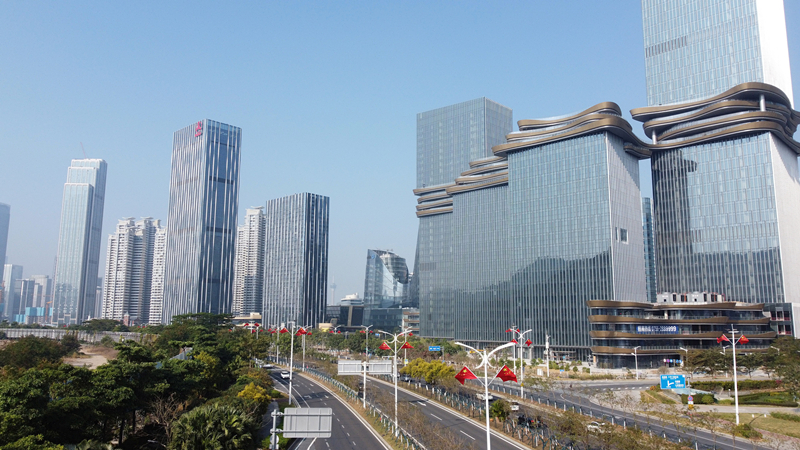 2024年1月1日,广东珠海,横琴粤澳深度合作区楼群。 2024年1月1日,广东珠海,横琴粤澳深度合作区楼群。